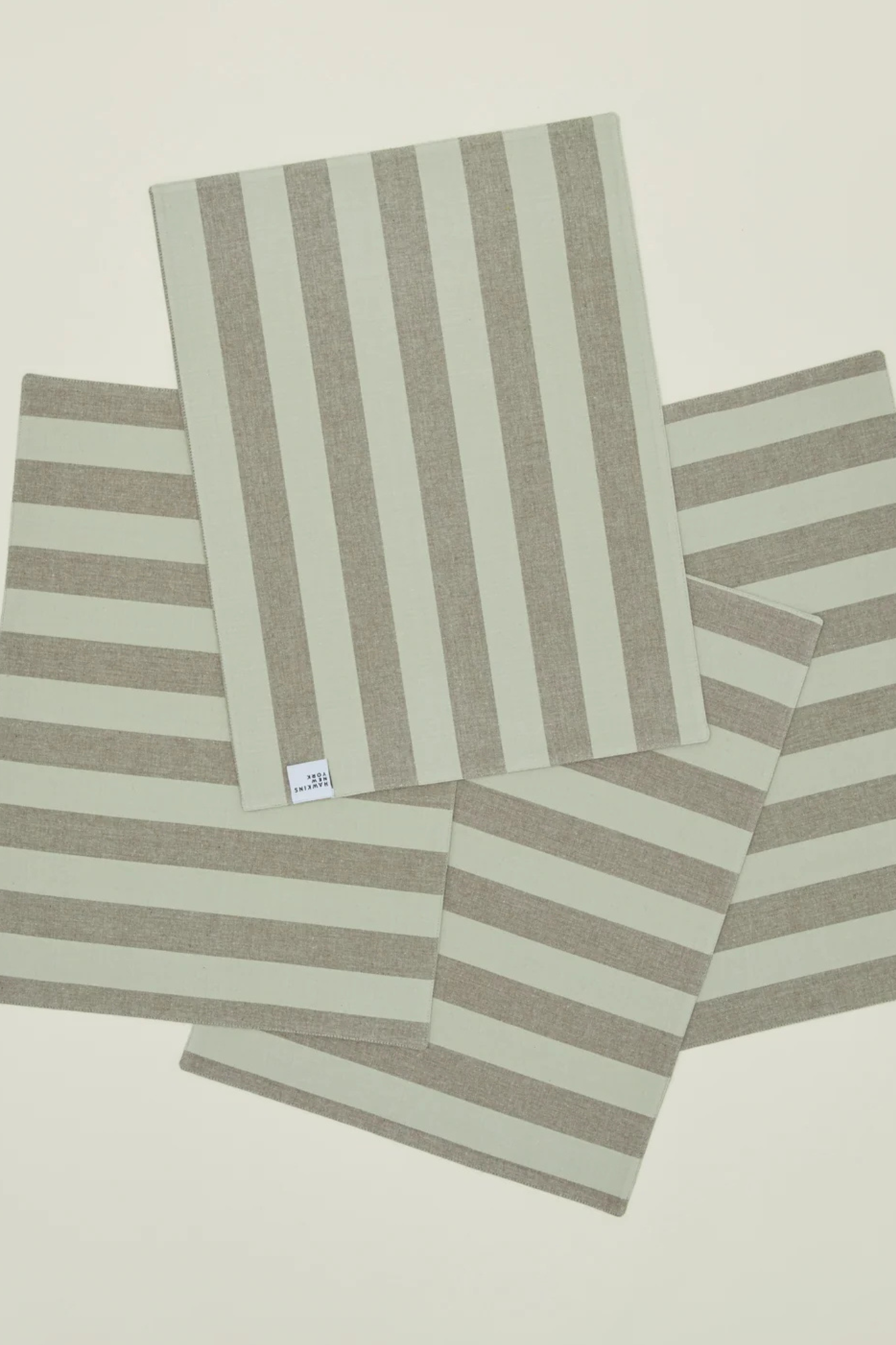 Essential Striped Dinner Placemat Olive/Sage | Set of 4