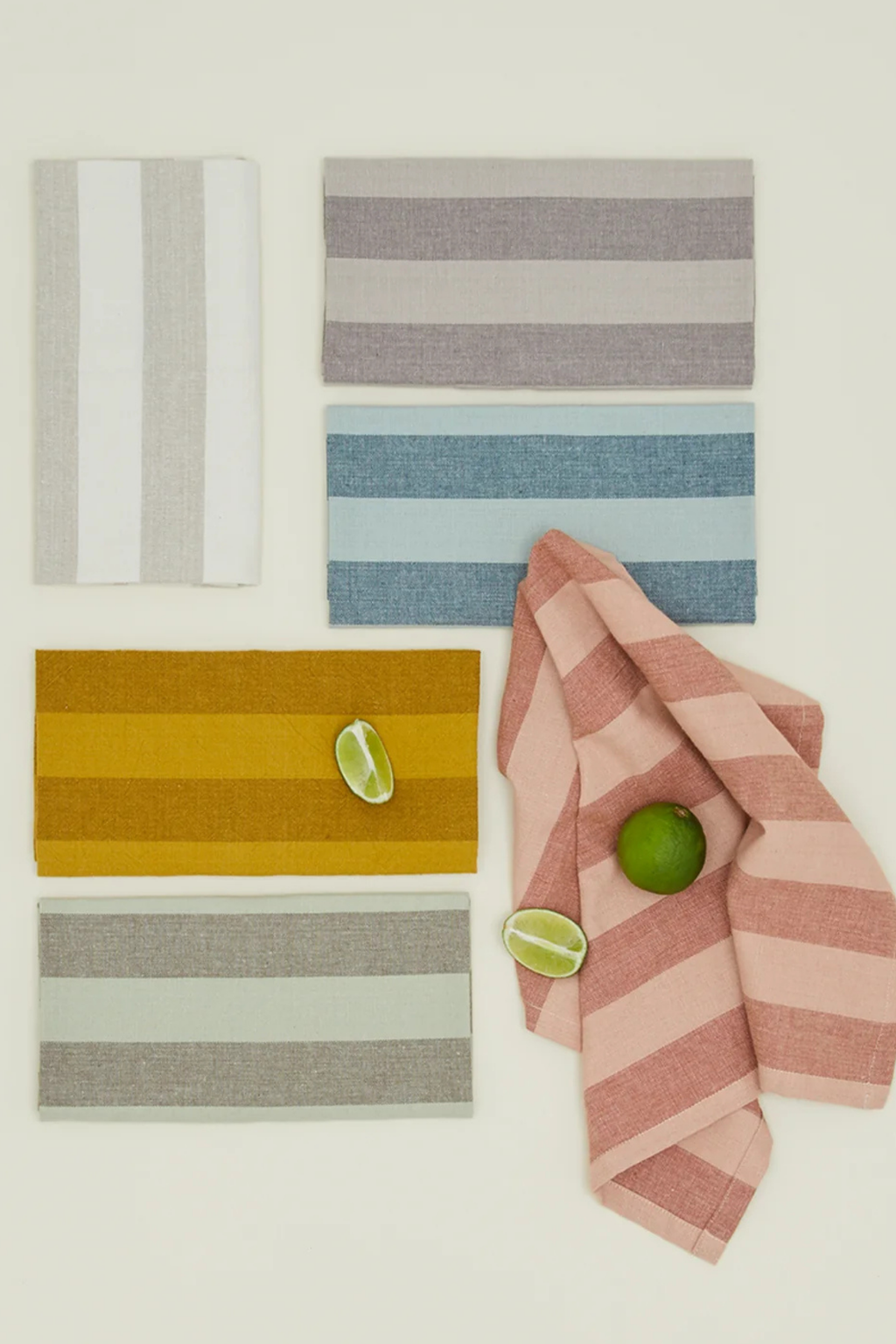 Essential Striped Dinner Napkin Olive/Sage | Set of 4