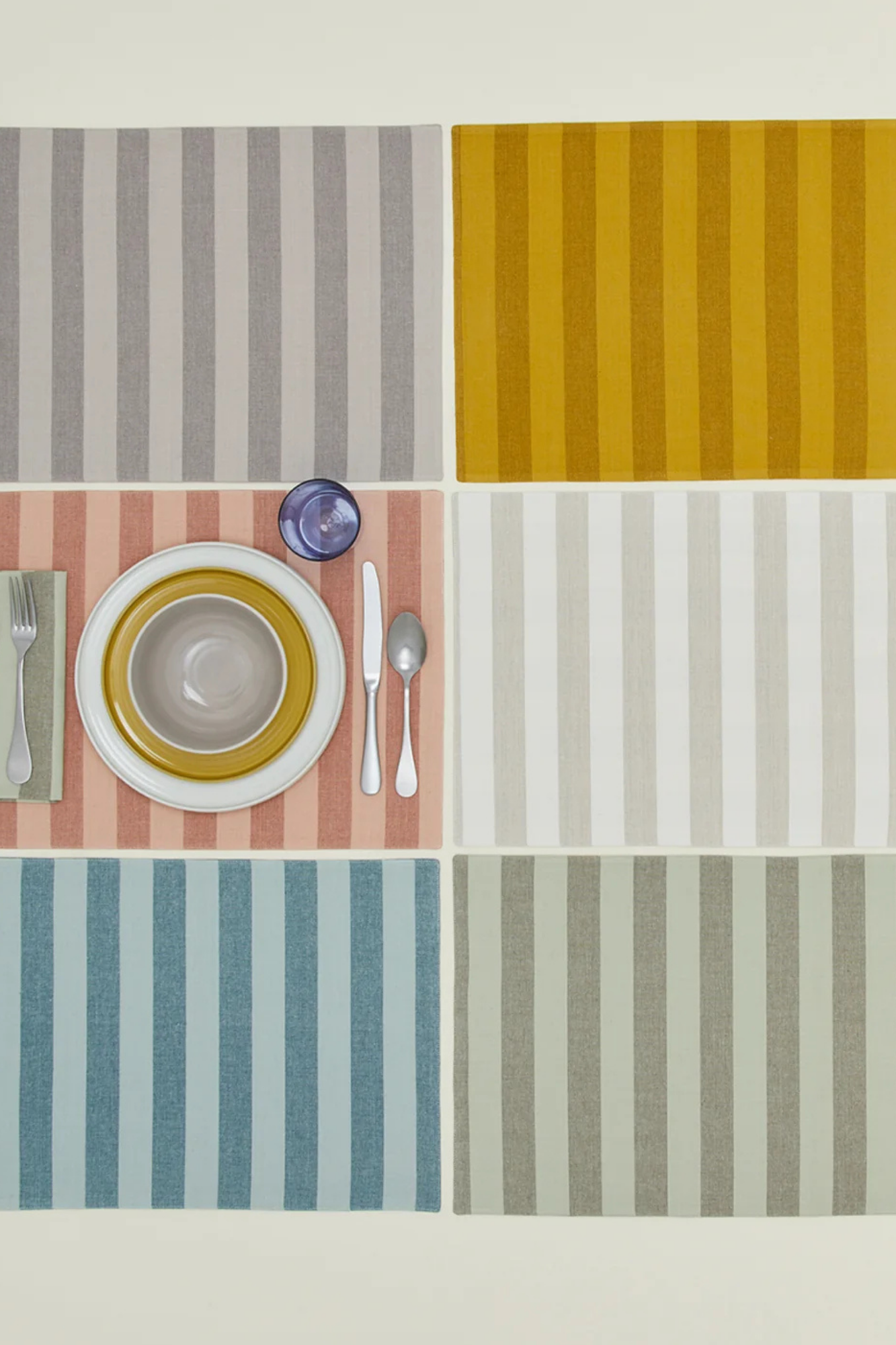 Essential Striped Dinner Placemat Olive/Sage | Set of 4