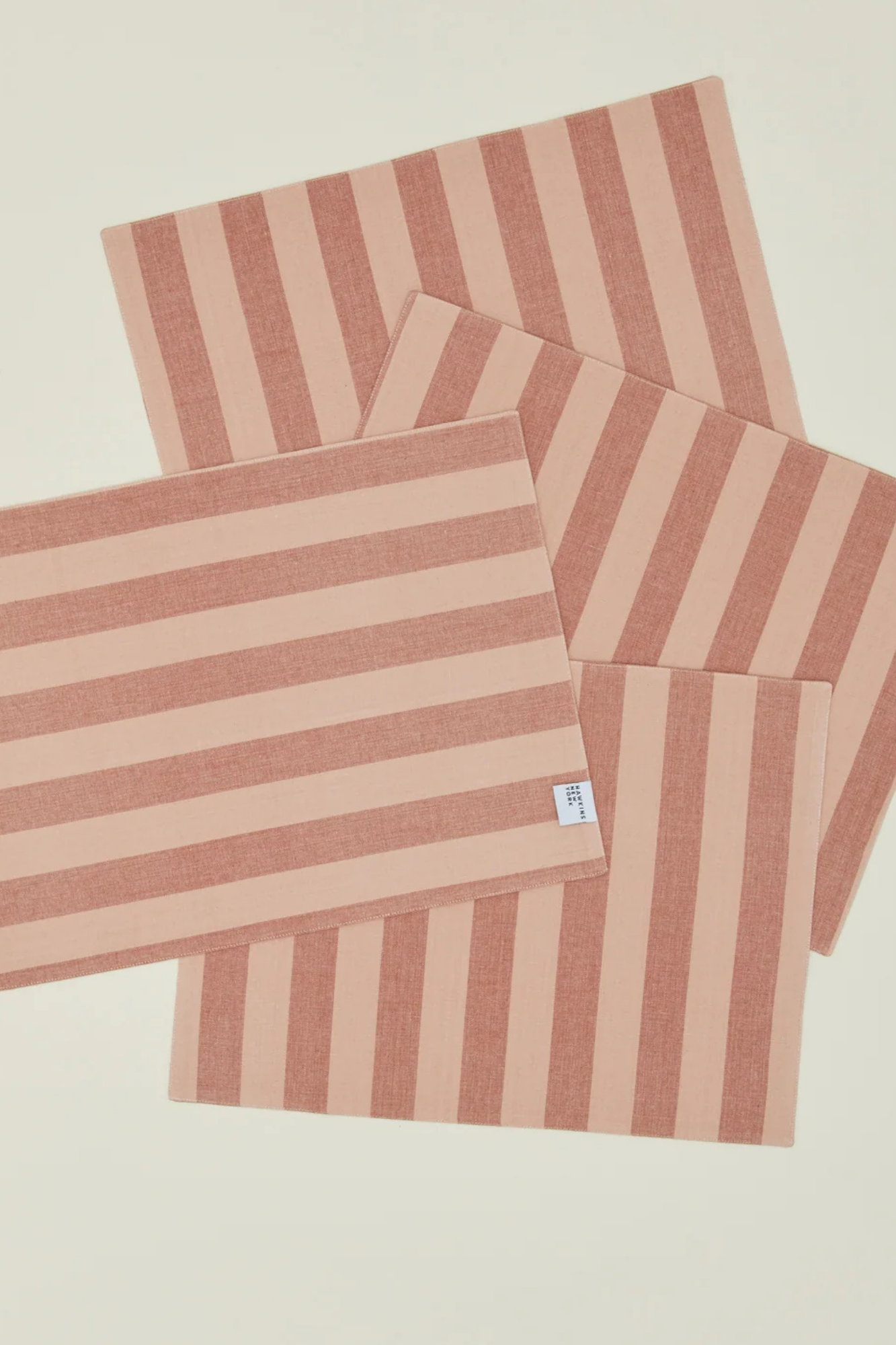 Essential Striped Dinner Placemat Blush/Terracota | Set of 4