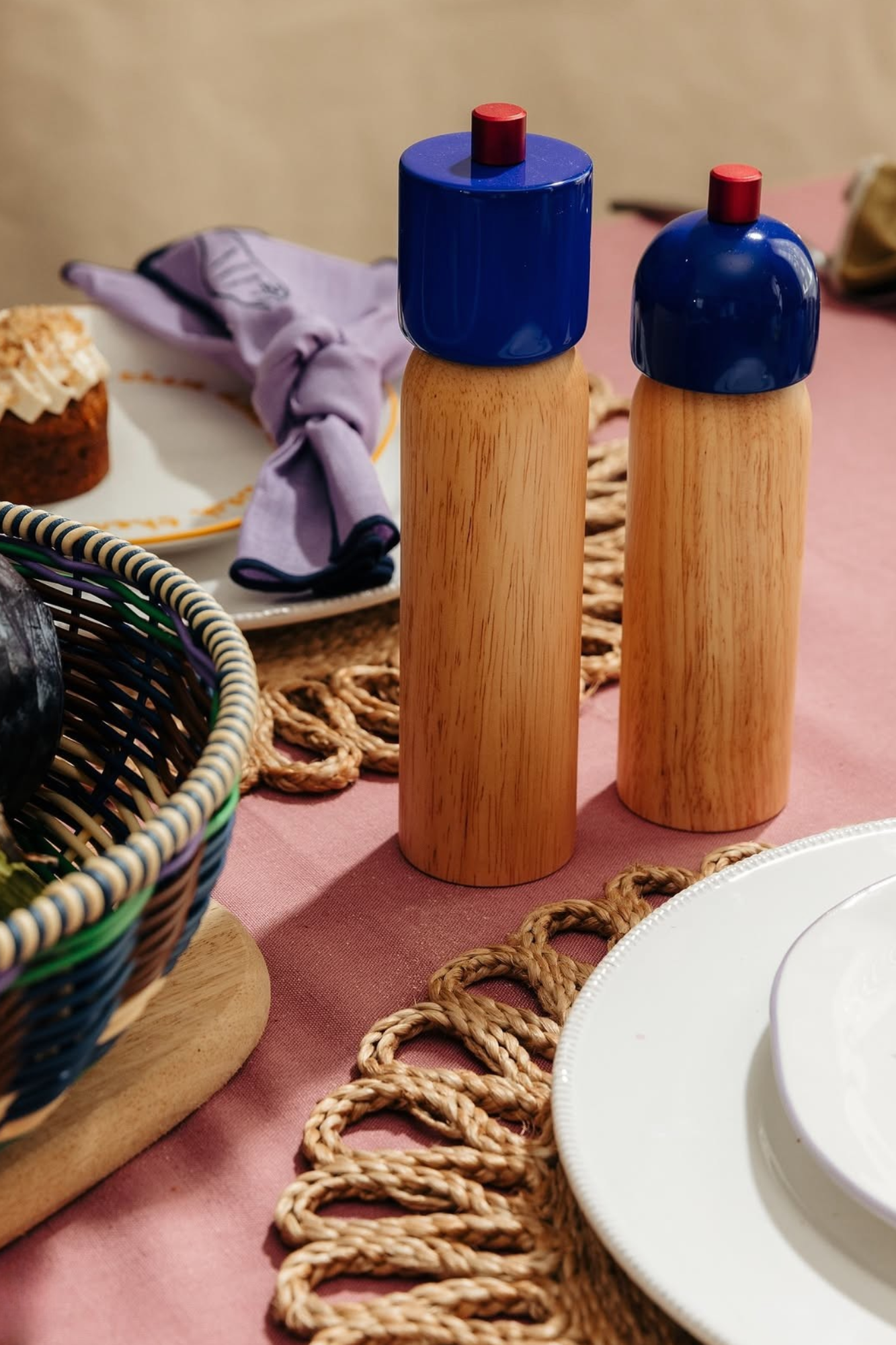 Large Salt & Pepper Grinder | Navy & Red