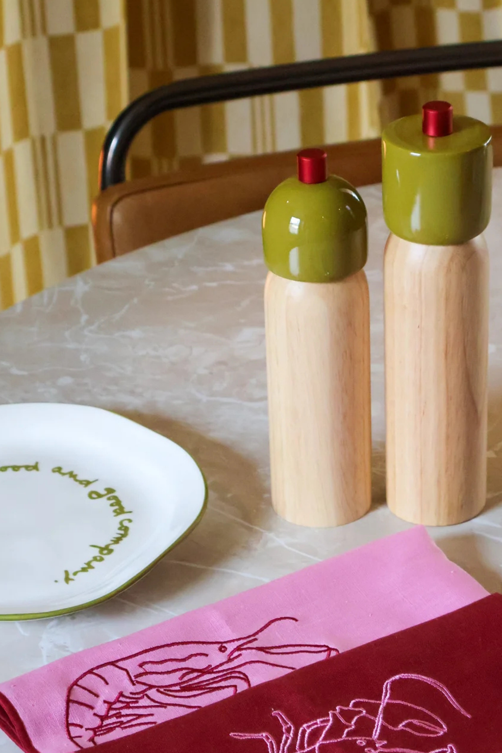 Large Salt & Pepper Grinder | Olive & Red