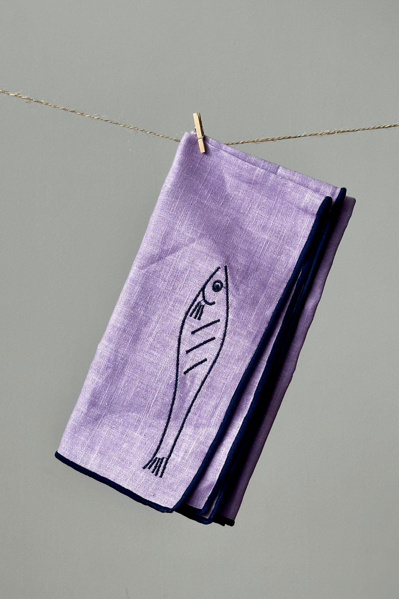 Linen Embroidered Napkins | 'Fish' Set of 2