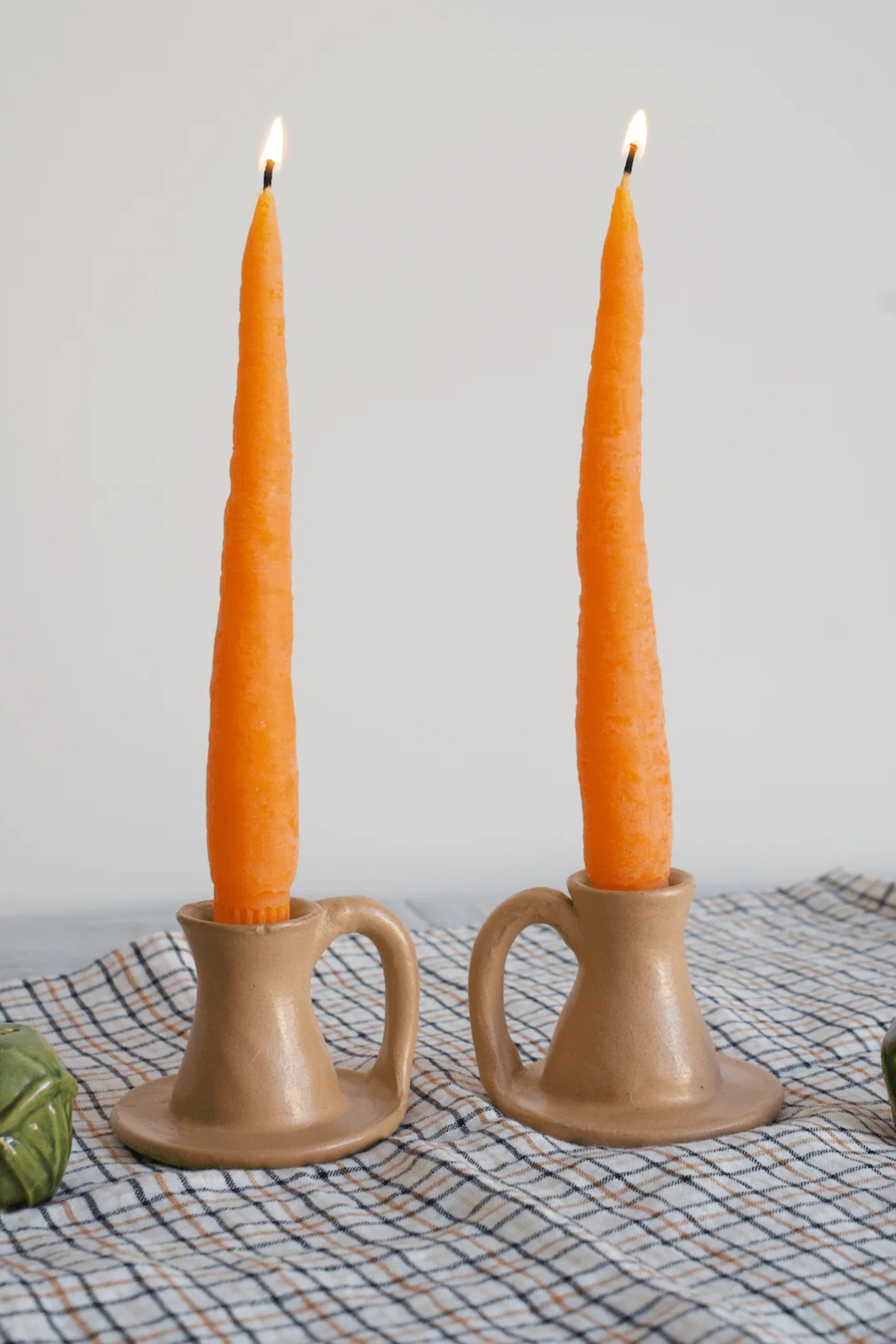 Short Carrot Beeswax Candles Orange | Set of 2