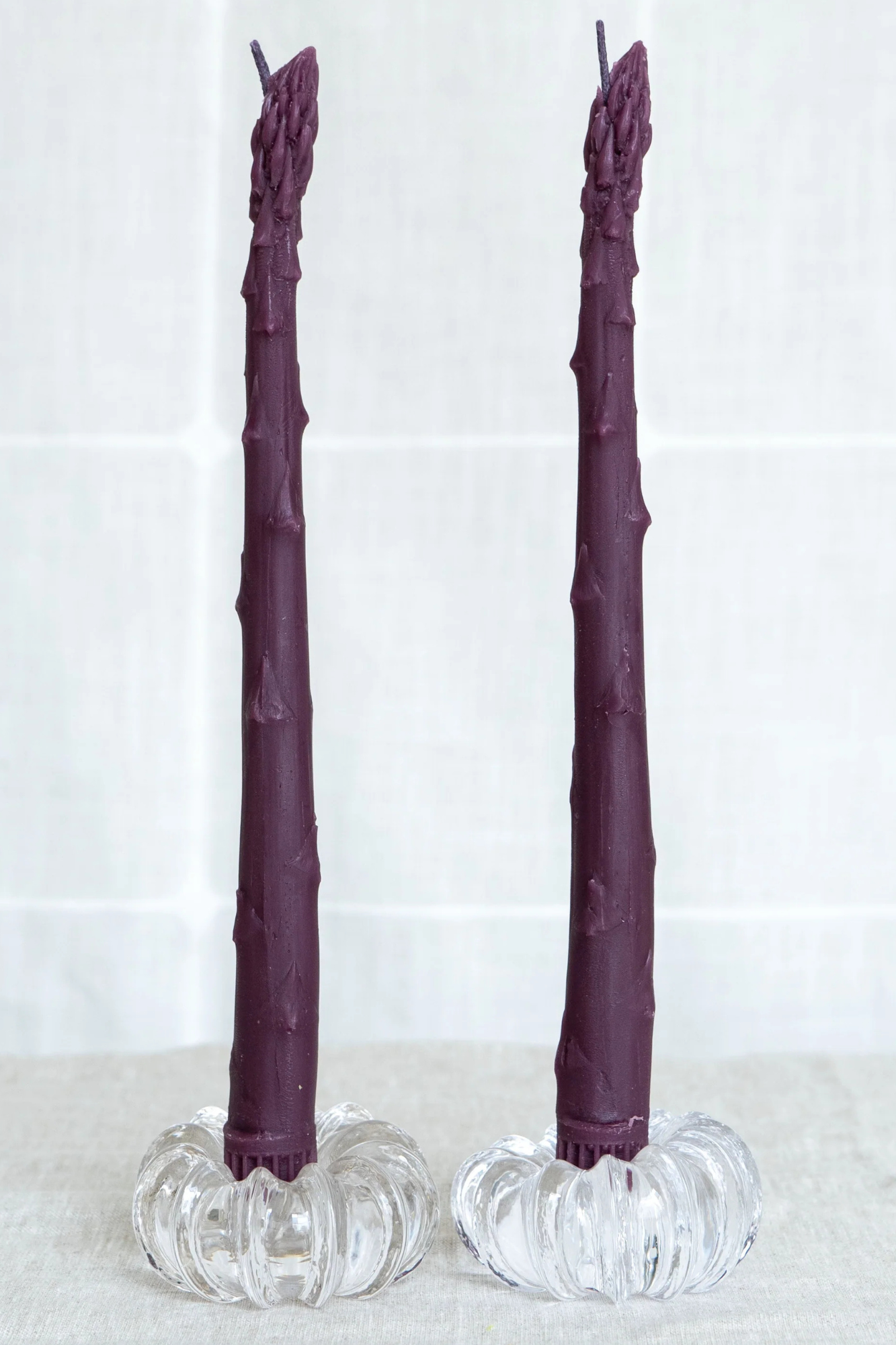 Asparagus Beeswax Candles Purple | Set of 2