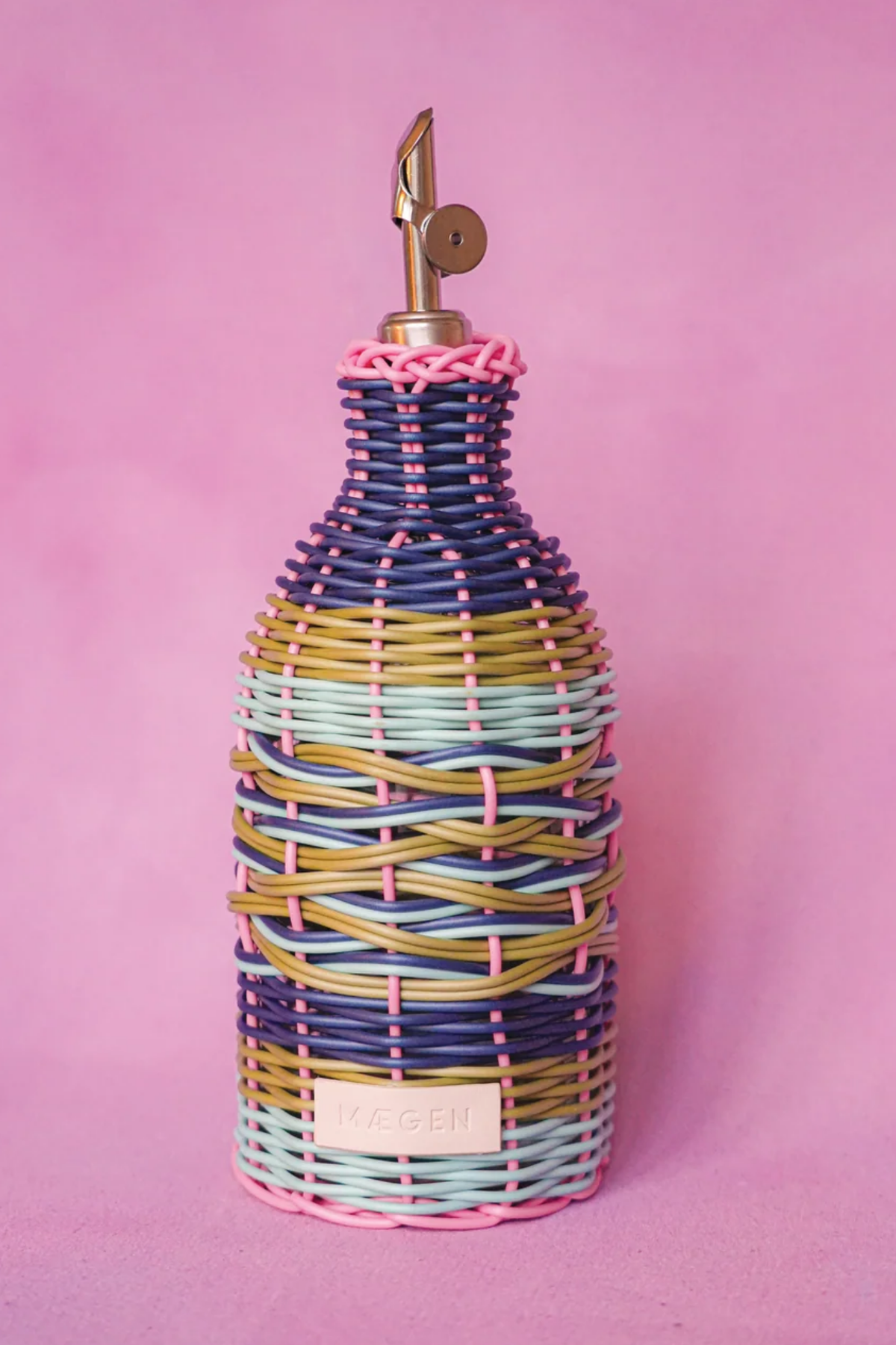 Woven Oil Pourer | Pink & Navy