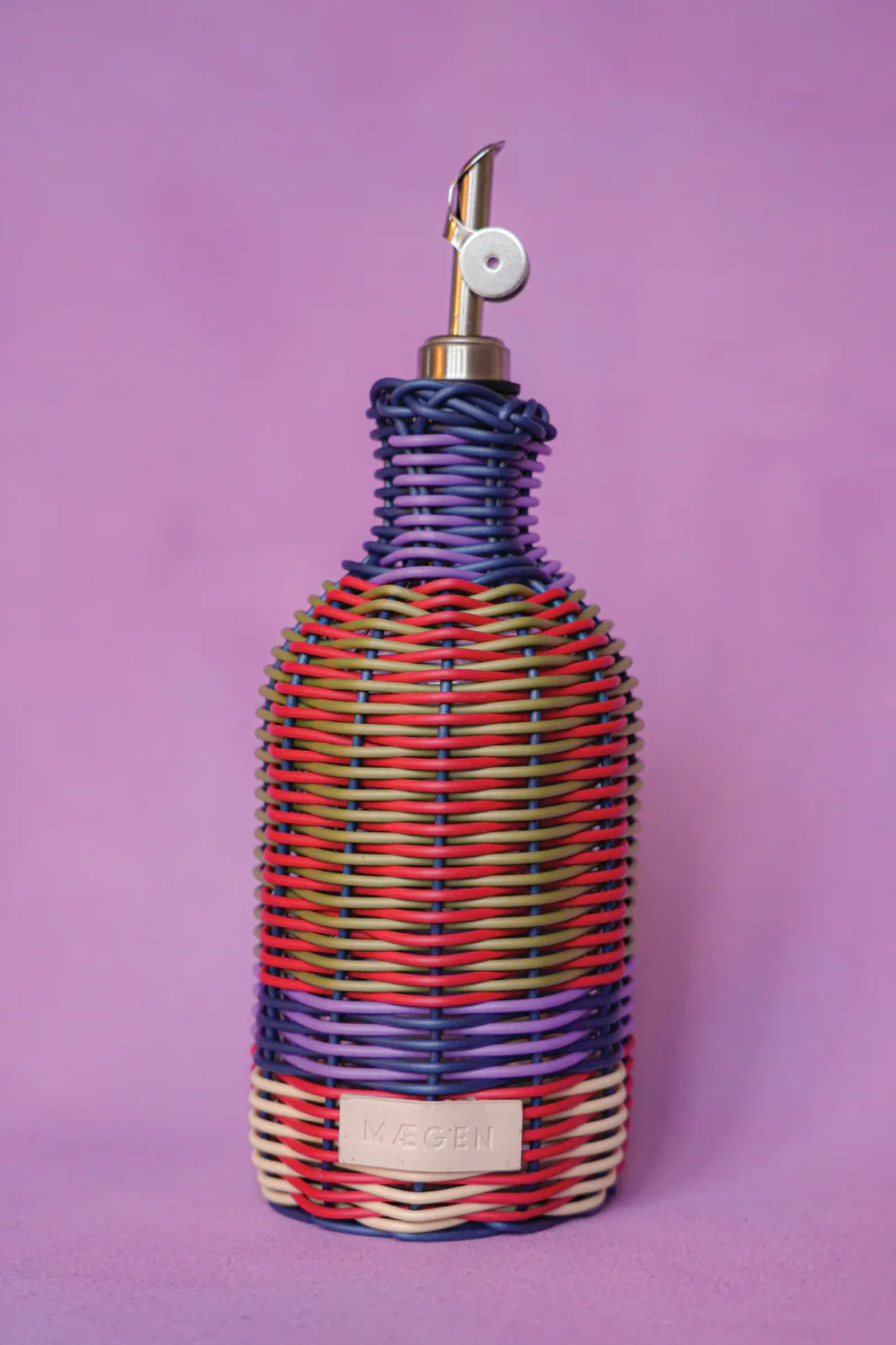Woven Oil Pourer | Red & Olive