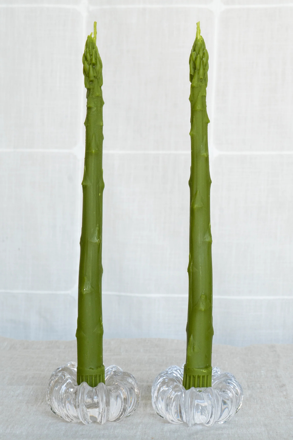 Asparagus Beeswax Candles Green | Set of 2