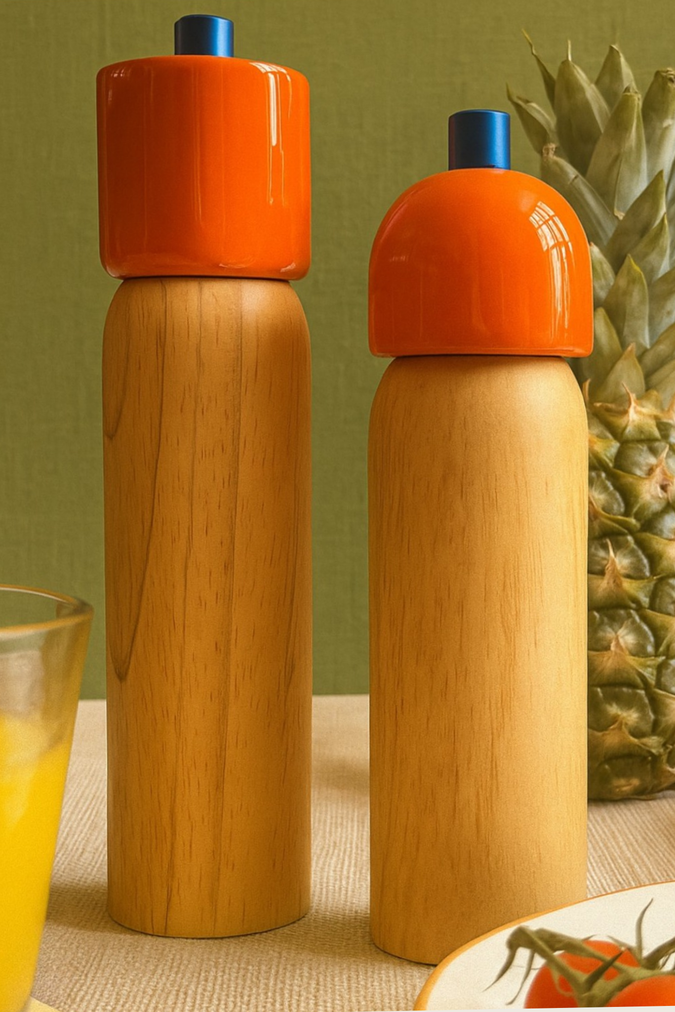 Large Salt & Pepper Grinder | Orange & Blue