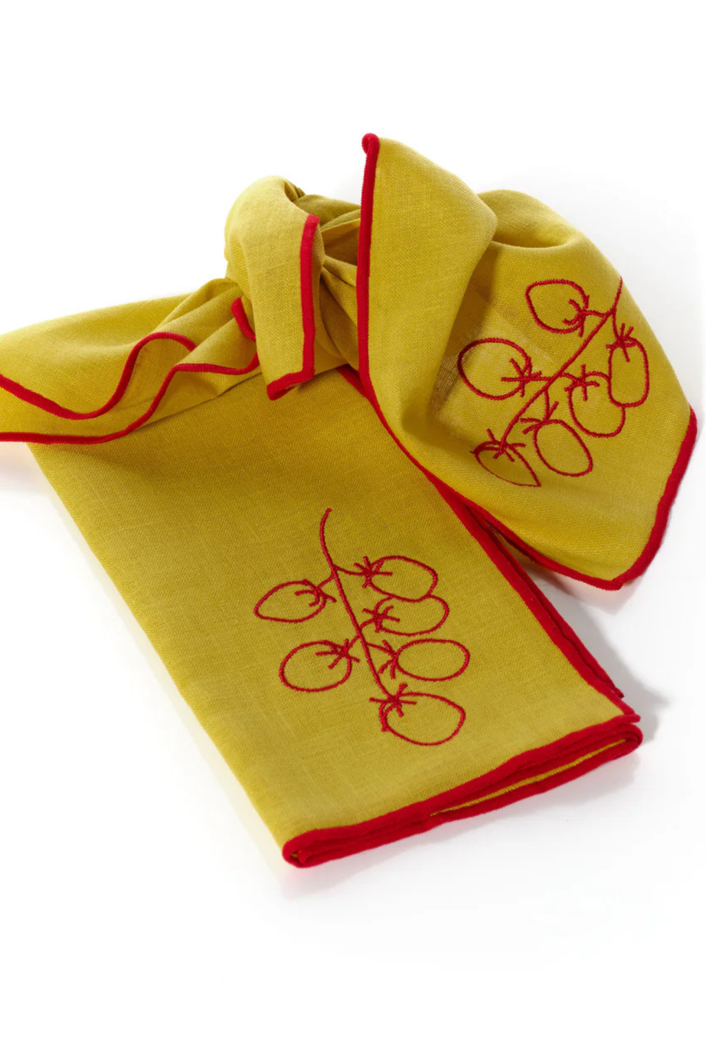 Linen Embroidered Napkins | 'Vine Tomatoes' Set of 2
