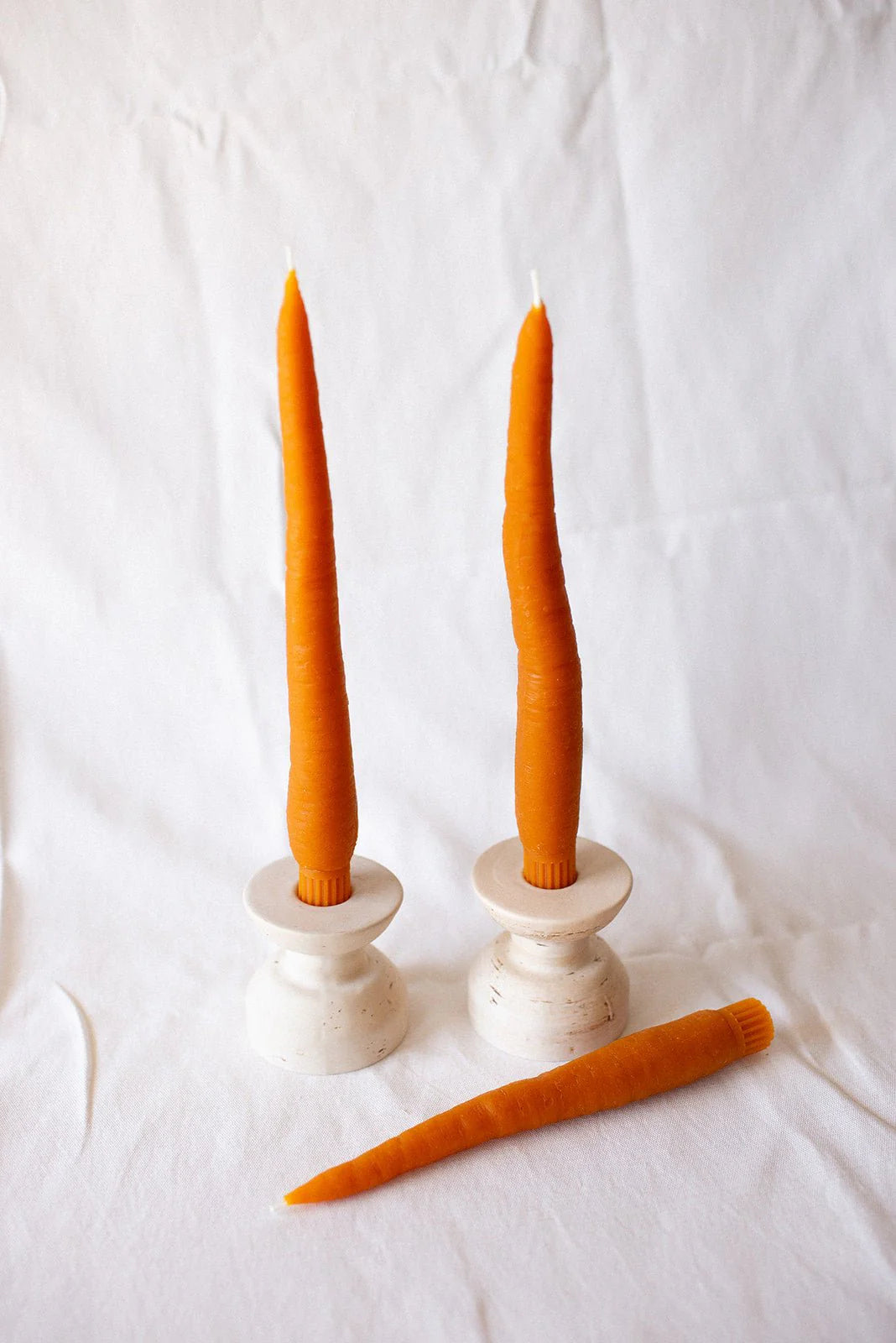 Long Carrot Beeswax Candles | Set of 2