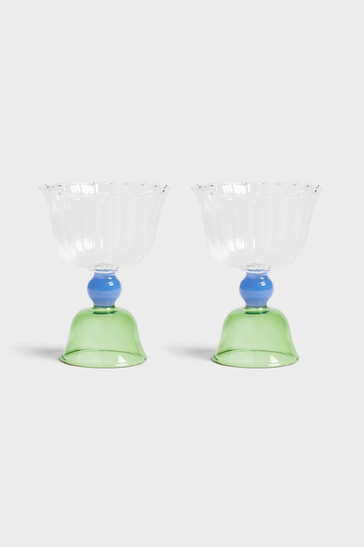 Glass Tulip Green | Set of 2