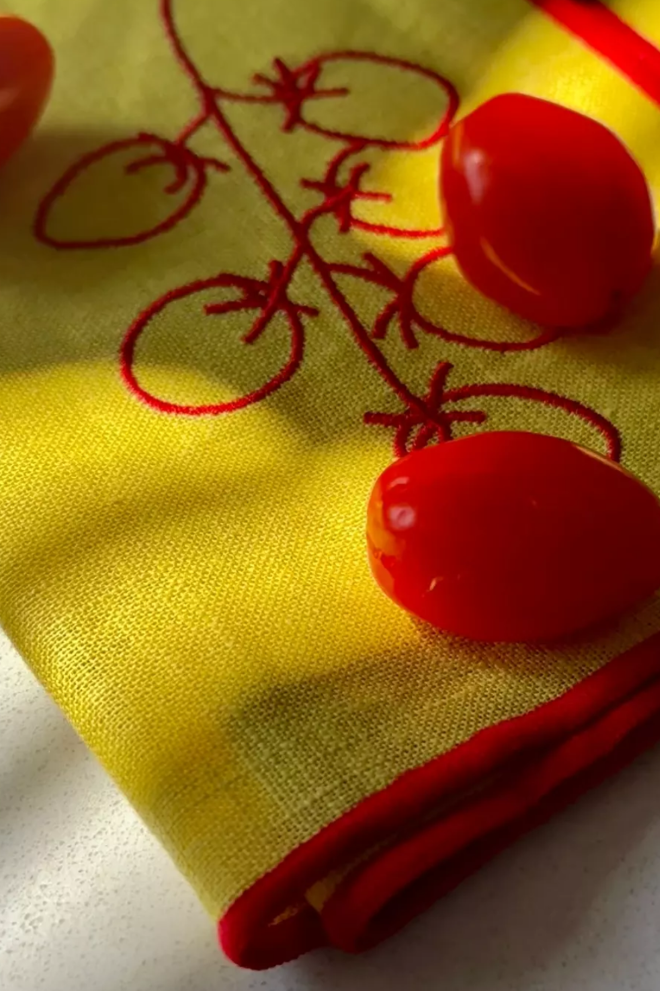 Linen Embroidered Napkins | 'Vine Tomatoes' Set of 2